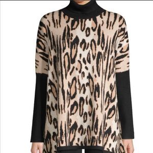 Joseph A XL Leopard Cheetah Animal Print Oversized Sweater EUC